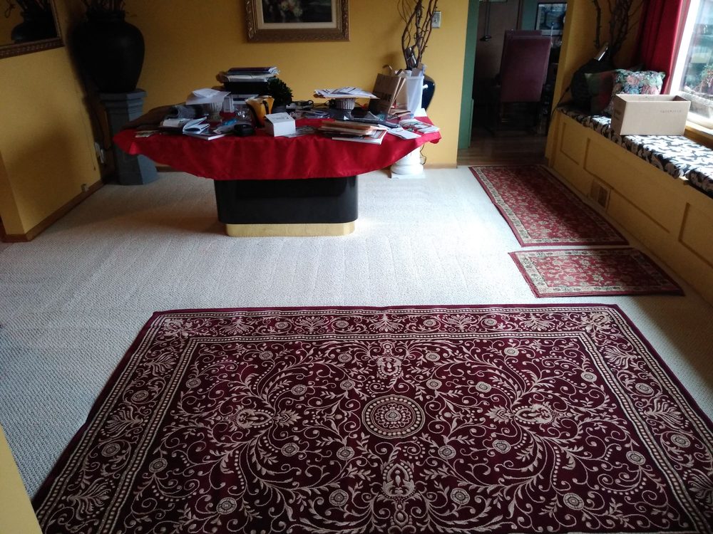 Room with cleaned carpets